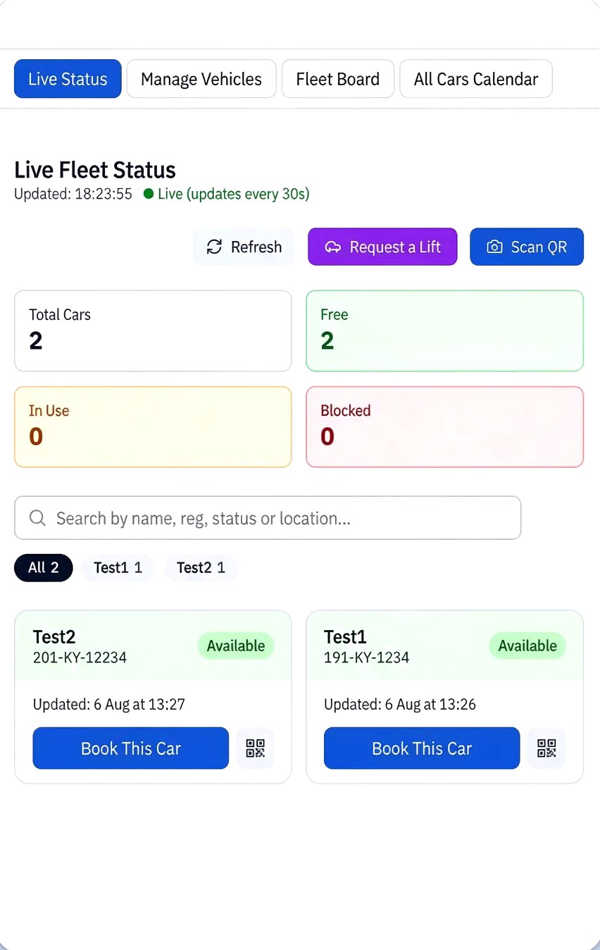 Live Fleet Status dashboard